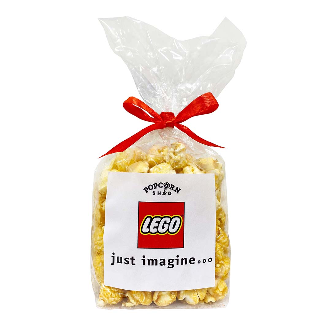 Block bottom bag with sticker