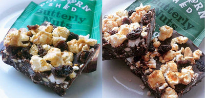 Peanut Butter Popcorn Fudge Bark